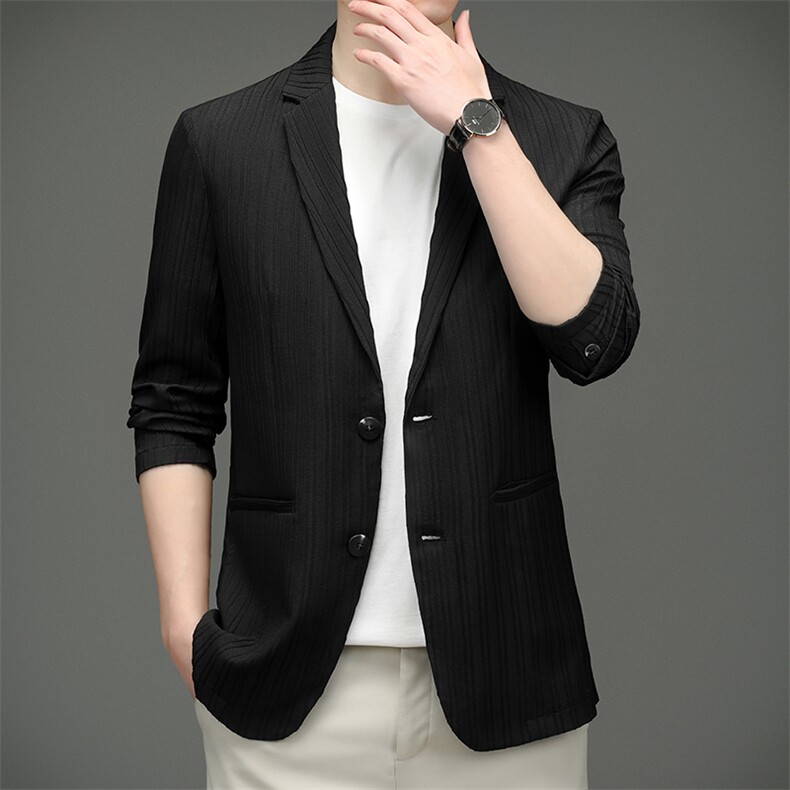 翻领口袋长袖上衣单排扣春季中老年2023年时尚西服SL18230，男装西服，钱塘6003（原4033）