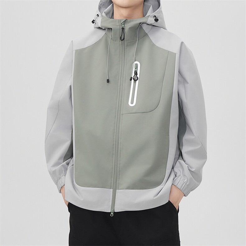 新款硬汉风户外夹克男连帽撞色上衣冲锋衣外套DSA157B-JK7871-P75,男装夹克,电商A157B