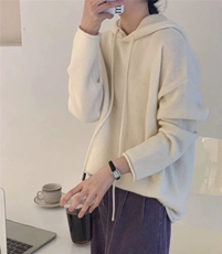毛衣女秋冬2024秋冬款连帽洋气慵懒宽松软糯针织衫上衣，女装羊毛衫，思途羊绒