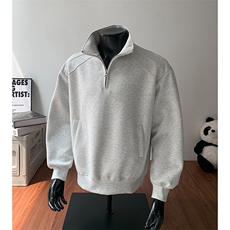 65棉重磅450克拼接圆领短宽套头拉链POLO衫外套男RH5316-P49，男装Polo衫，星座610B-1