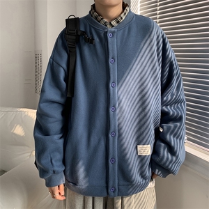 港风秋男卫衣立领单排扣日系简约开衫卫衣休闲宽松外套wy60图片