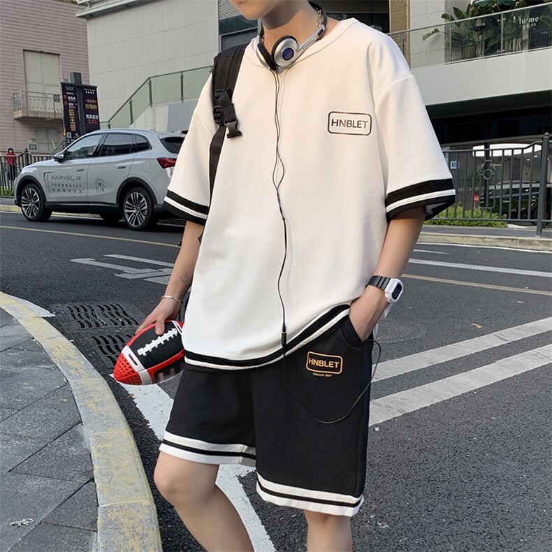 夏季短袖套装宽松休闲两件套潮流潮牌运动服A161-TZ01-P45图片