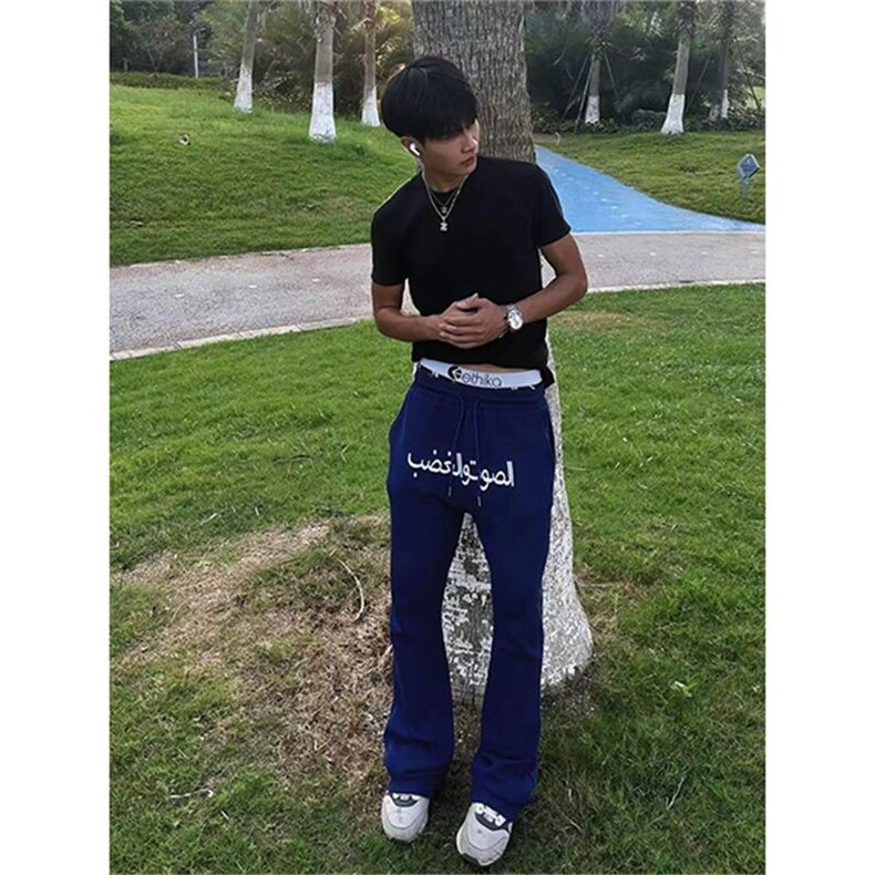 美式高街潮牌男女运动休闲裤直筒宽松慵懒显瘦印花休闲卫裤子,男装休闲裤,电商A486