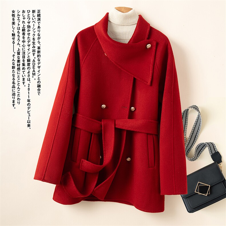 2025百搭时尚简约中长款收腰大衣，女装双面呢大衣，优远毛呢大衣