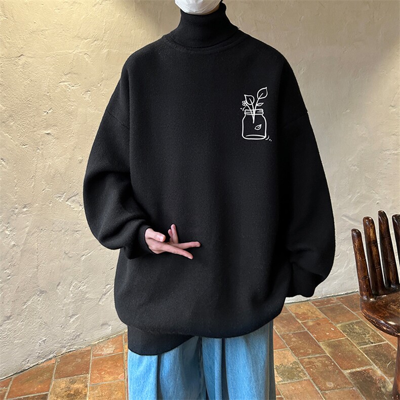 8XL高领毛衣男大码胖子堆堆领打底羊毛衫GM45430-P45加绒款-P65,男装针织衫/毛衣,电商A040