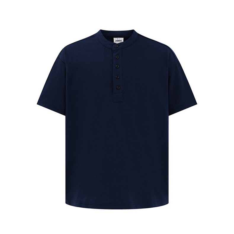 南夏乔装2025夏季新款日系简约纯色亨利领短袖复古潮流宽松T恤男，男装T恤，电商S006（B521）
