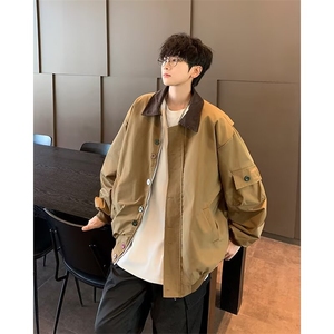 撞色夹克外套男高级感2024新款宽松百搭棒球服休闲上衣W6097-P62图片