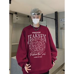 抖音品质秋季新款美式高街印花仿棉圆领卫衣wycm272-特批28控49图片