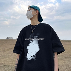 抖音得物二开现货220克夏装重磅美式高街宽松短袖t恤MT195，男装T恤，电商A486-1