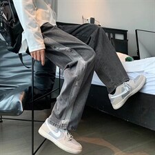 扎染牛仔裤男秋季坠感长裤美式hiphop直筒宽松高街阔腿裤NC818P38，男装牛仔裤，星座1116-2