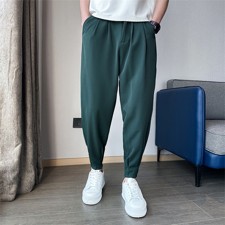 春夏季休闲裤小脚滑爽冰丝裤抖音拉链小西裤A210-K2195-P50,男装西裤,星座210-3
