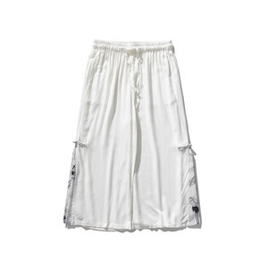 夏季 大码风棉麻宽松休闲改良盘扣汉服阔腿裤潮情侣 K110/P70图片