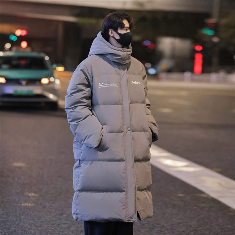 美式连帽90白鸭绒羽绒被艺考长款加厚情侣羽绒服外套男H918 P298图片