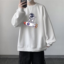 华夫格卫衣圆领卫衣男大码长袖t恤男外套HW76158-P30加绒款-P40，男装卫衣，电商A040
