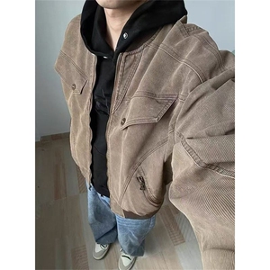 美式百搭男女同款新款情侣潮流复古做旧宽松夹克J7015
