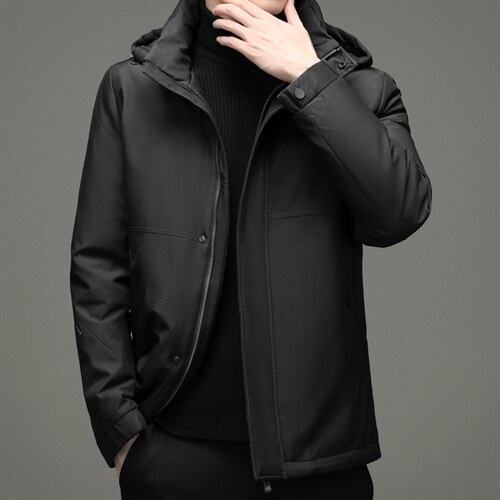90%白鹅绒中青年男士连帽可卸商务休闲羽绒服冬季保暖ZG2928-P305图片