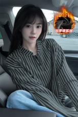 重磅480g鱼骨纹保暖银狐绒亨利领中性风T恤T24549J加绒-特P32控58，男装T恤，电商A001-1