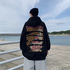 直播品质340克重磅纯色华棉美式卫衣连帽印花大码XZ517A-BK12302，男装卫衣，星座517A