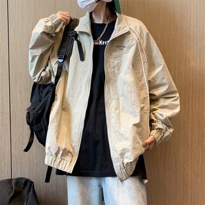 新款刺绣立领外套男春秋潮牌情侣宽松痞帅美式夹克冲锋衣JK101,男装夹克,星座1116A-1（原606A）