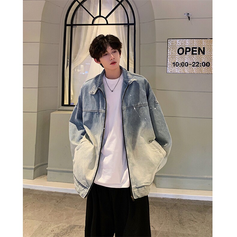 现货高品质男士水洗泼点宽松牛仔外套618A-JK110-P95控128,男装夹克,星座914-4