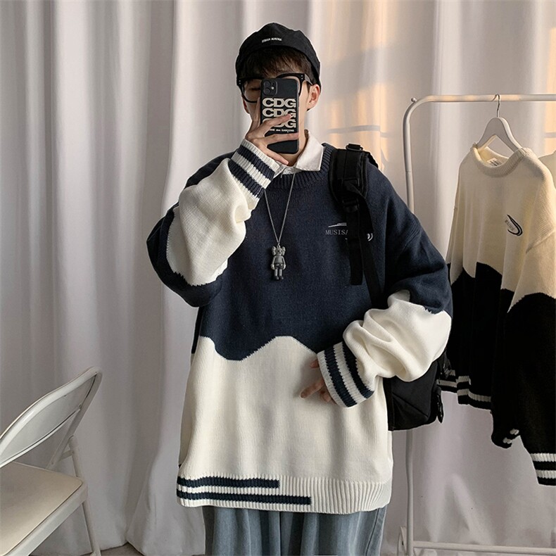 潮流百搭时尚圆领毛衣男港风休闲针织衫个性潮韩版毛衣M024-P40,男装针织衫/毛衣,星座512-2