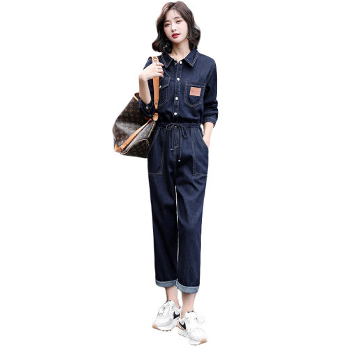 工装牛仔连体裤女早秋2025新款港风高级感气质洋气显瘦连衣裤套装,女装套装/套裙,E百度