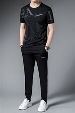圆领休闲套装男士夏季潮流新款短袖T恤长裤两件套时尚百搭男装，男装T恤，电商B212（原钱塘6029）
