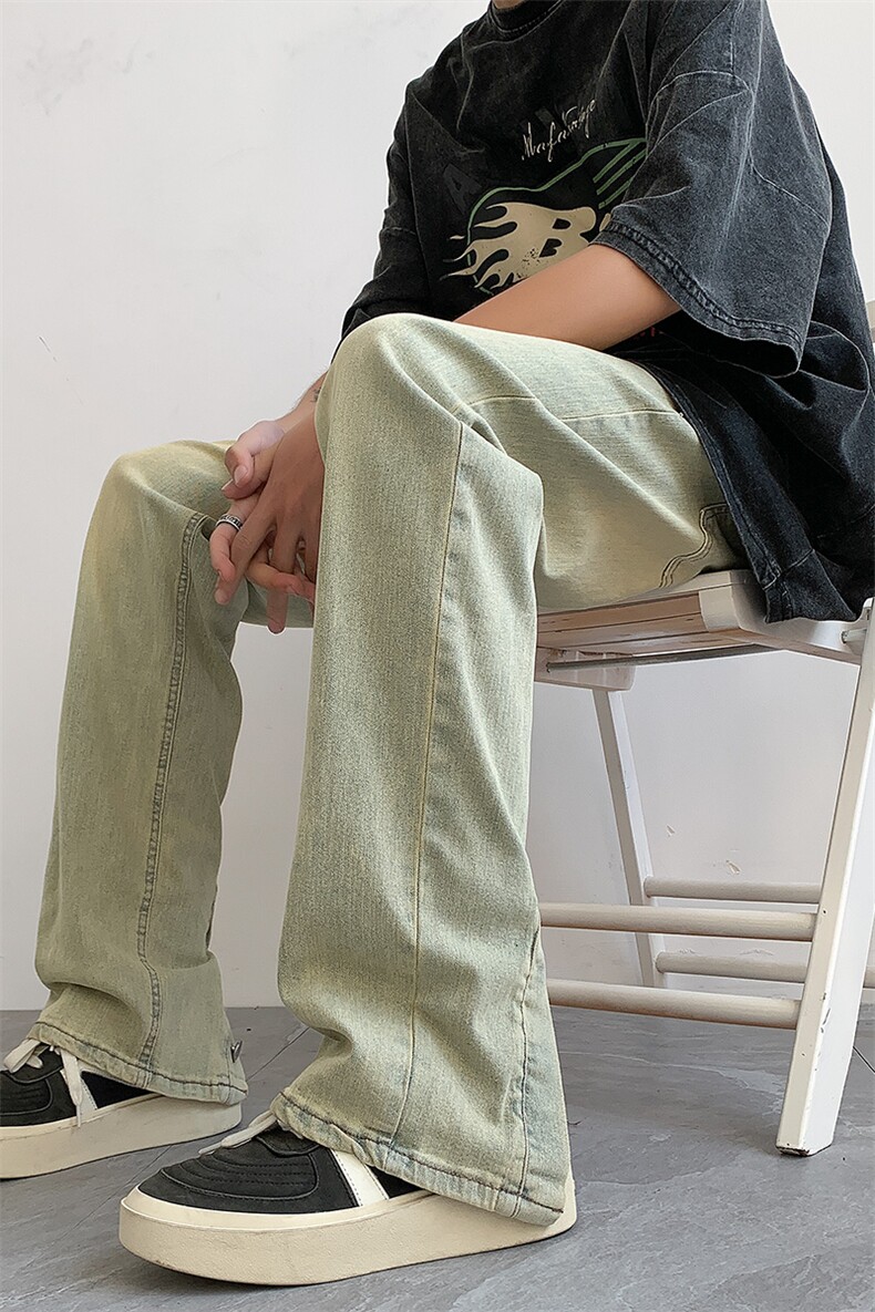 现货！加大码弹力排扣牛仔裤泥黄纯色长裤310A-2BK330P60控78,男装牛仔裤,星座310A-2