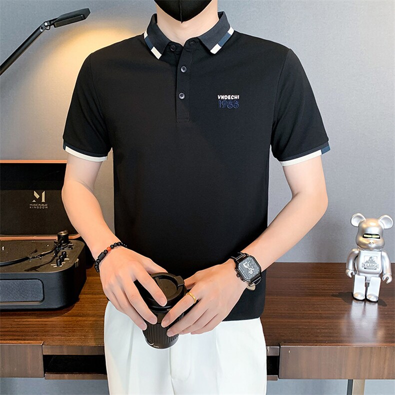 6603-P58夏季刺绣POLO衫男字母T恤男装半截袖新款夏装-3控78图片
