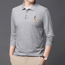 2023年新款男士长袖T恤POLO衫P45，男装Polo衫，电商D223-1