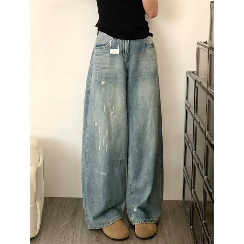 秋冬美式复古时尚辣妹阔腿裤女百搭显瘦牛仔裤NY753,男装牛仔裤,星座1116A（原606A-3）