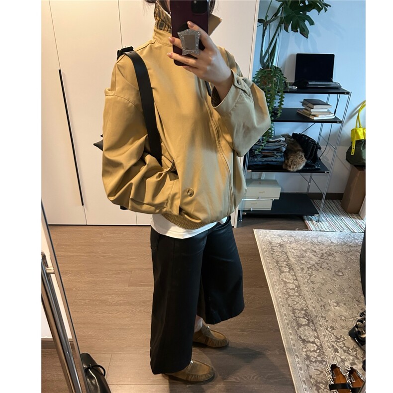 手工绗缝领口流苏斜裁格纹撞色哈灵顿夹克D328-JK30-P108,男装夹克,电商D328