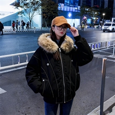现货重磅boxy短款棉衣座山雕大毛毛领男女棉服水洗工装厚外套，男装棉衣，电商A486-1
