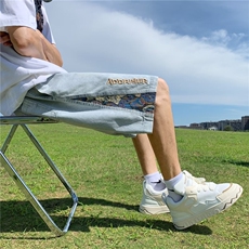刺绣拼接牛仔短裤男款宽松直筒痞帅裤子夏季潮牌高街五分裤，男装牛仔裤，星座410-7