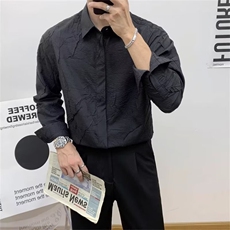 GS001P45现货肌理纹四季款长袖翻领白衬衫日系韩版宽松翻领衬衣，男装衬衫，星座1108-5