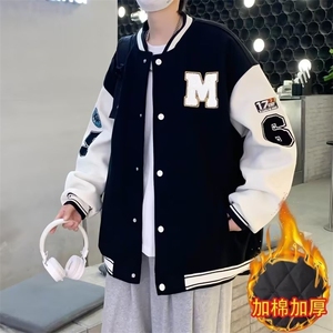 棒球服外套男士春秋冬季潮牌美式青少年男款加棉休闲夹克 JK6555图片