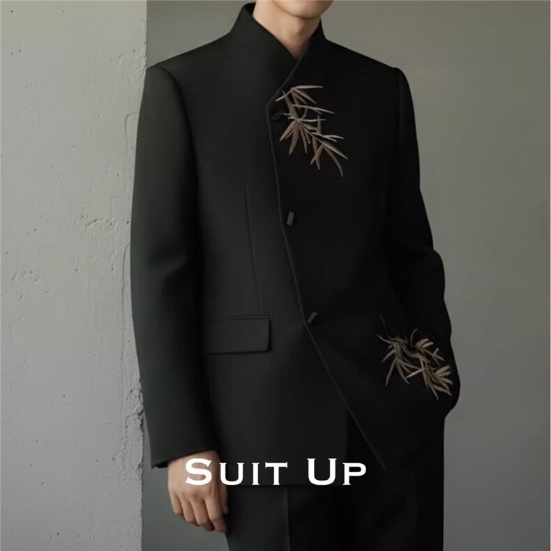 [001]新中式盘扣西装外套男风西服立领中山装A079-XZ30-P67,男装西服套装,电商A079