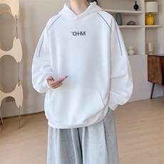华棉内景秋冬美式情侣线条连帽卫衣男青年宽松WY00667/P50加绒P55，男装卫衣，电商B316