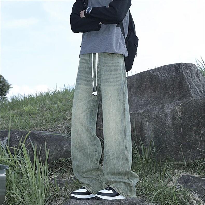 T8909牛仔裤男士潮流美式高街痞帅宽松直筒长裤子男款男生,男装牛仔裤,星座308A-1（原309B-1）