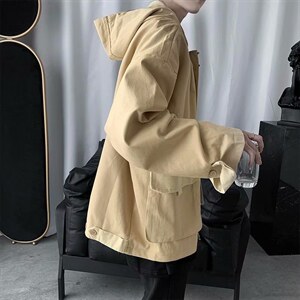 主推春秋季外套男韩版潮流宽松连帽中性上衣港风工装夹克SY39-p70图片