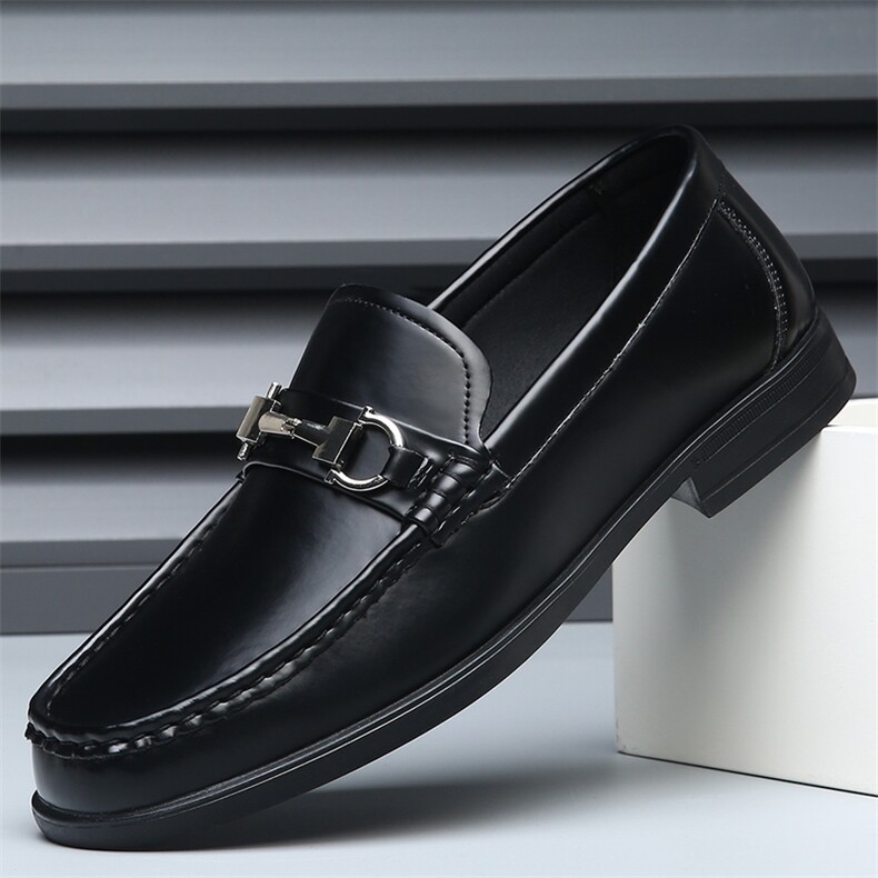 X4296-145男士秋季休闲皮鞋一脚蹬正装皮鞋子男百搭豆豆鞋，男鞋皮鞋，星座1407-3