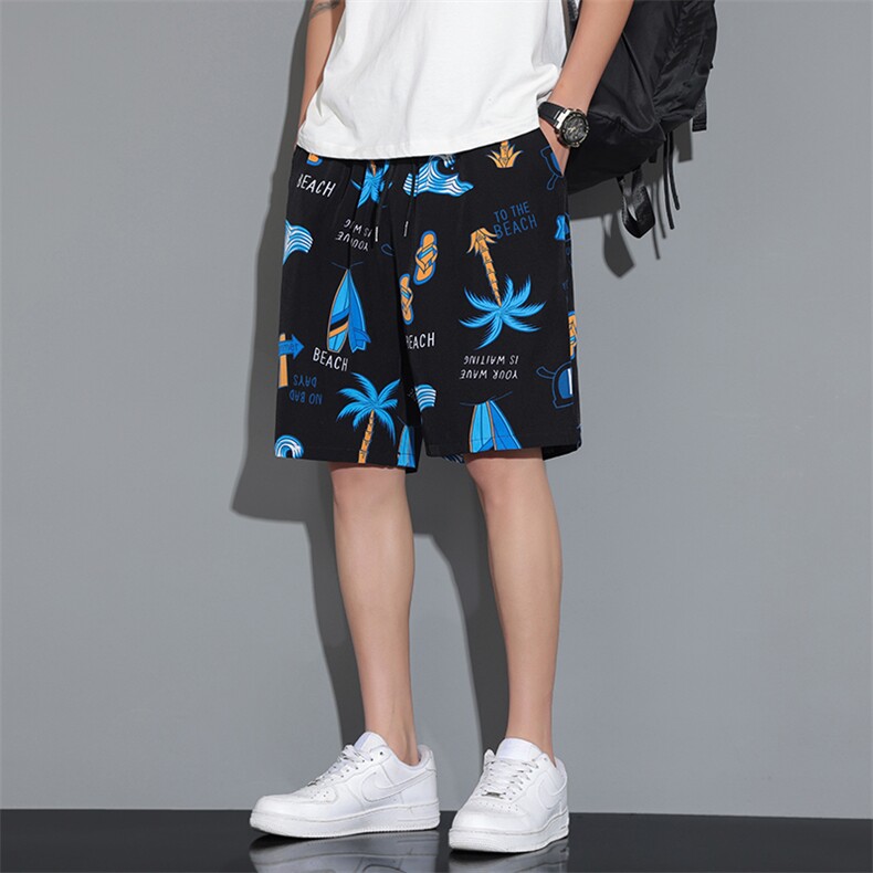 2024男装超薄冰丝新款潮流休闲百搭花短裤五分男裤D904-P35,男装牛仔裤,星座815-1（原A203A）