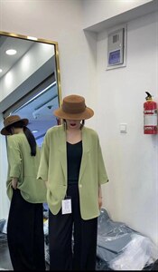 休闲落肩外披防晒外套，袖口可翻边图片