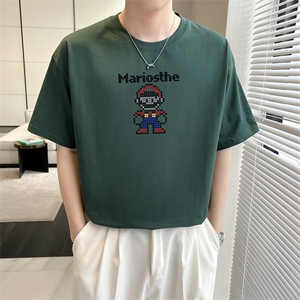 店主风 夏季纯短袖T恤男2023新款轻熟风纯色像素半袖 TX35-P38图片