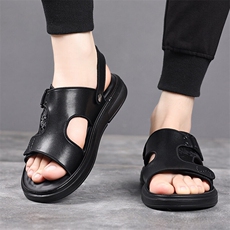 X4961-p105男士凉鞋夏季新款沙滩鞋凉拖两用真皮潮流软底男鞋，男鞋凉鞋，星座1407-3