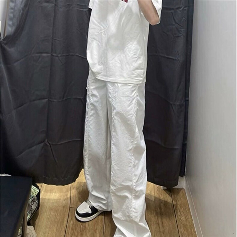 现货白色速干工装裤男女夏季薄款降落伞兵裤子阔腿裤WLK244-P45,男装工装外套,星座1008