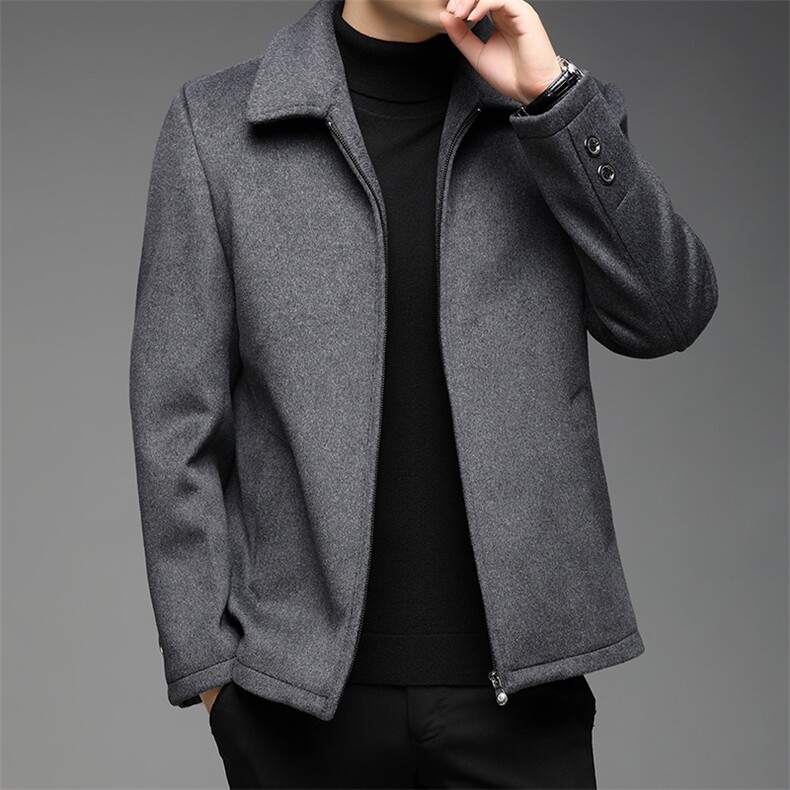2023秋冬夹克羊毛休闲外套时尚便西宽松中年男士大衣SJ8702-P175，男装毛呢大衣，电商B212（原钱塘6029）