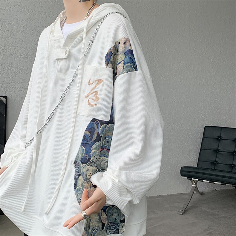 现货 WY10066-特P45 控68 夏季新款抖音高品质百搭小熊连帽卫衣图片