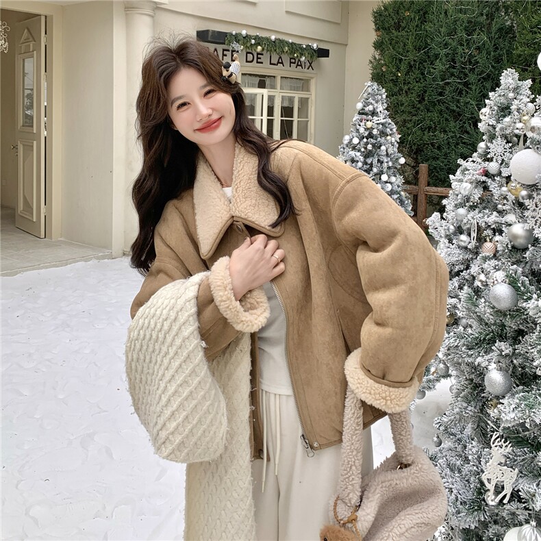 新款双面穿皮毛一体外套2D035-25141P195K288,女装短外套,2D035