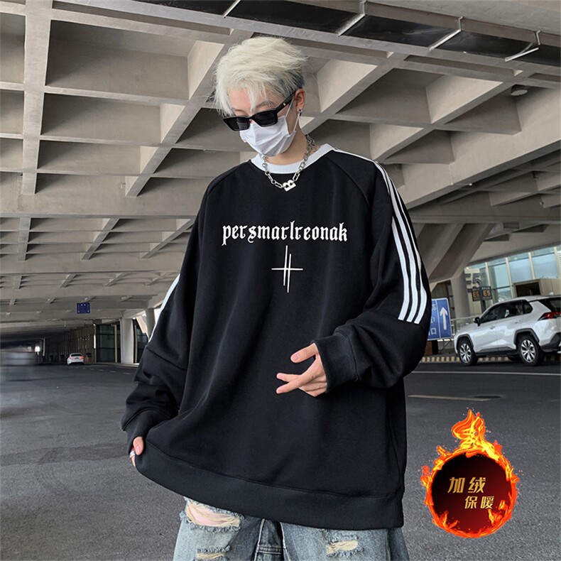 抖音得物供货提供视频秋冬重磅美式宽松织带圆领卫衣0338,男装卫衣,电商A486
